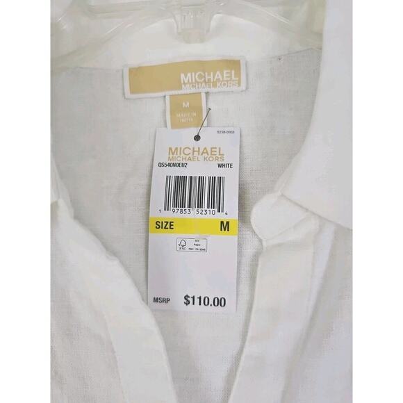 Michael Michael Kors ~Woman Size M~ White Linen Blend Shirt Button-Up NWT $110 - Picture 10 of 16